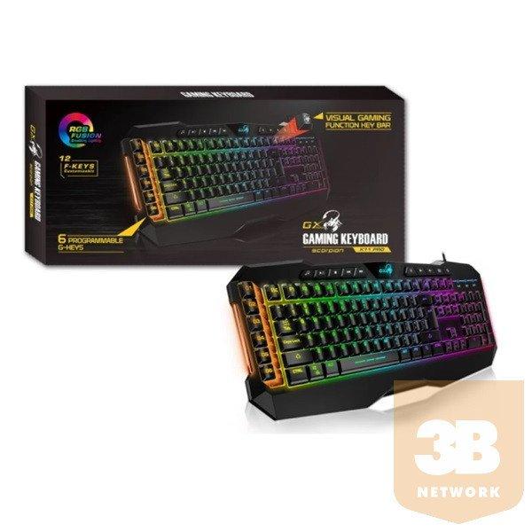 Genius Billentyűzet - Scorpion K11 Pro (Vezetékes, USB, RGB, multimédiás,
fekete)