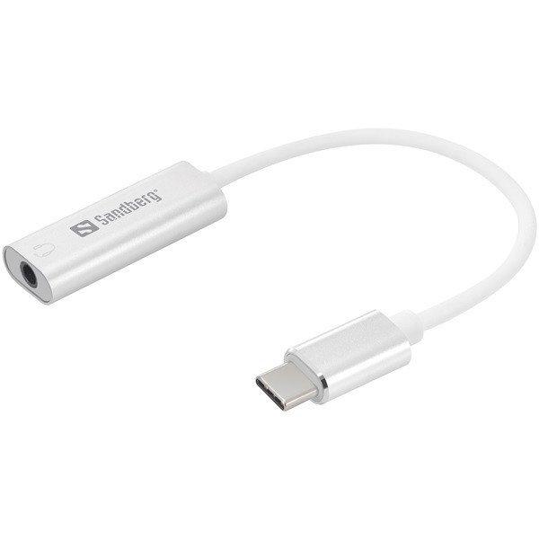 Sandberg Átalakító Kábel - USB-C to Audio Adapter (USB-C, 1x 3,5 mm jack,
fehér)