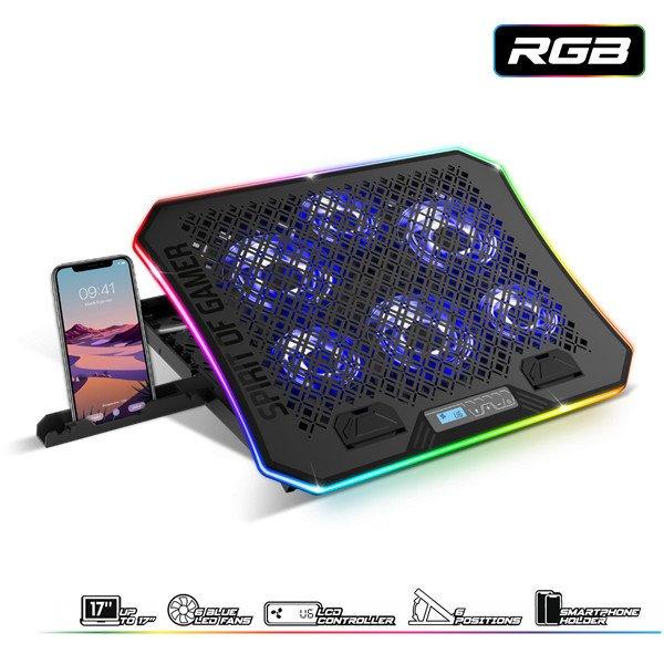 Spirit of Gamer Notebook Hűtőpad 17"-ig - AIRBLADE 1200 RGB (18dB; max.
79 m3/h; 3x11cm+3x70cm, RGB LED, 2xUSB2.0)