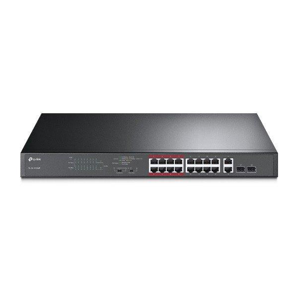 TP-Link Switch PoE - TL-SL1218MP (16port 100Mbps; 16 at/PoE+ port; 2x Combo SFP;
192W, 250m extended mode)