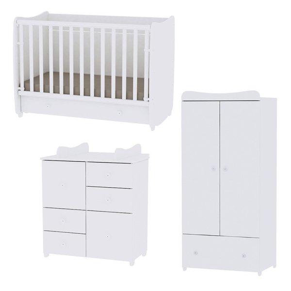 Lorelli Dream kiságy 60x120 + Cupboard pelenkázó komód + Exclusive szekrény
- White