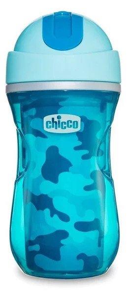 Chicco Sport Cup hőtartós duplafalú szívószálas kulacs, 14m+, 266 ml, kék