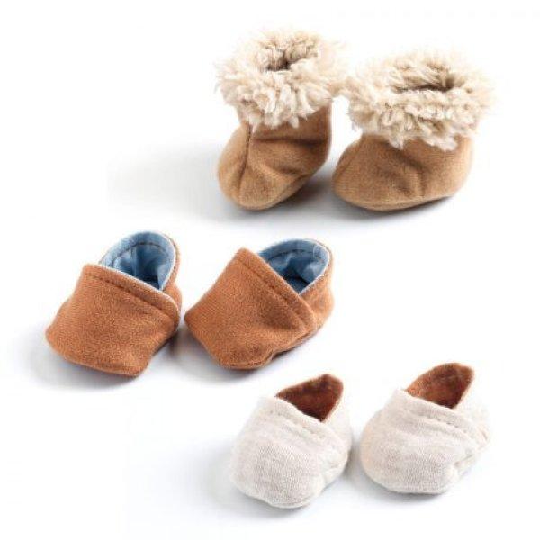 Djeco Játékbaba cipő - 3 pár cipőcske - 3 pairs of slippers