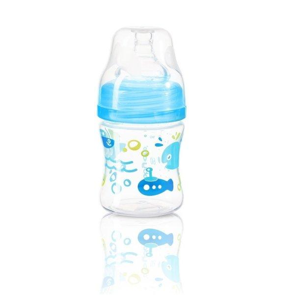 BabyOno Cumisüveg műanyag, szélesnyakú, Anti-Colic, 120ml, kék, 402/03