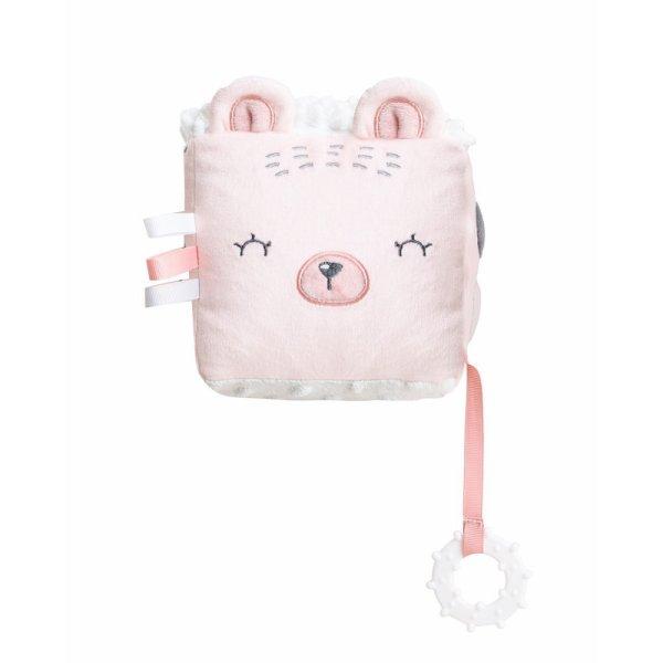 Kikkaboo plüss, készségfejlesztő játékkocka, Bear With Me - pink