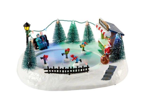 Livarno Home Skating karácsonyi falu, 11 LED-es világító, zenélő animált
korcsolyapálya 290 x 210 x 135 mm