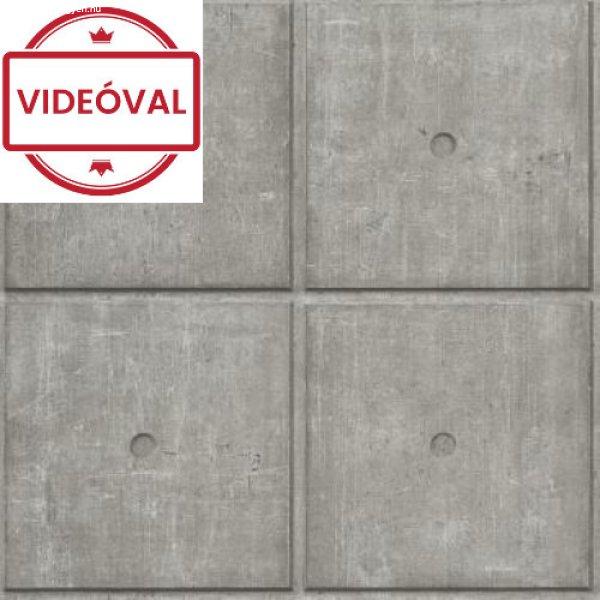 Factory V. sötétszürke 3D kazetta-beton mintás tapéta 499438