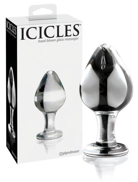 Icicles No. 25 - kúpos, üveg anál plug (áttetsző)