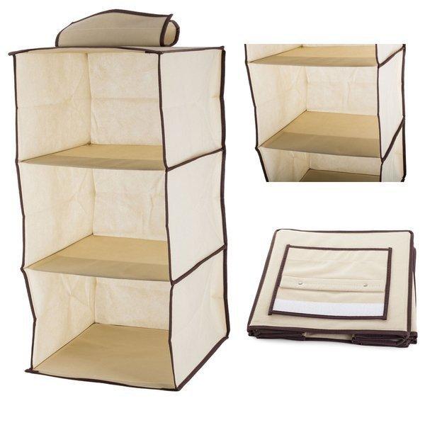 Rekeszes összecsukható lógó tároló polc 3 szintes 30cm x 30cm x 60cm Bézs
színű