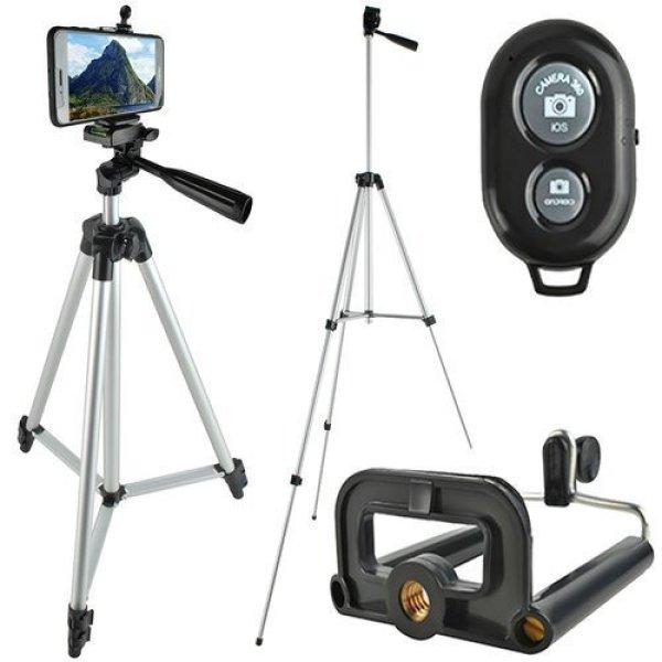 Tripod állvány távirányítóval, szelfi állvány