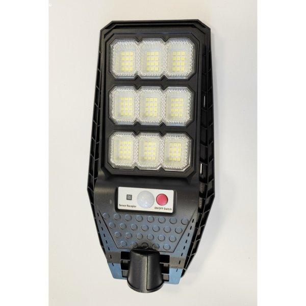 LED-es napelemes utcai lámpa távirányítóval 100 W mozgásérzékelővel,
tartókonzollal és távirányítóva