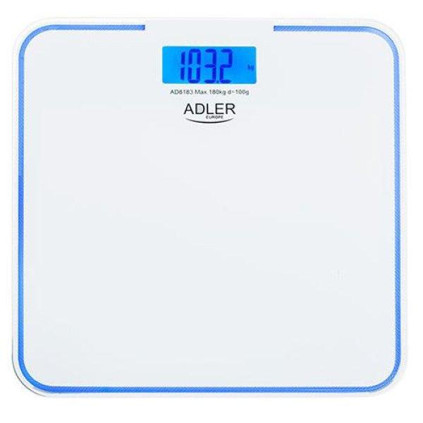 Fürdőszobai mérleg LCD kijelzővel és élvilágítással, fehér 180kg/100g
- 30x30cm