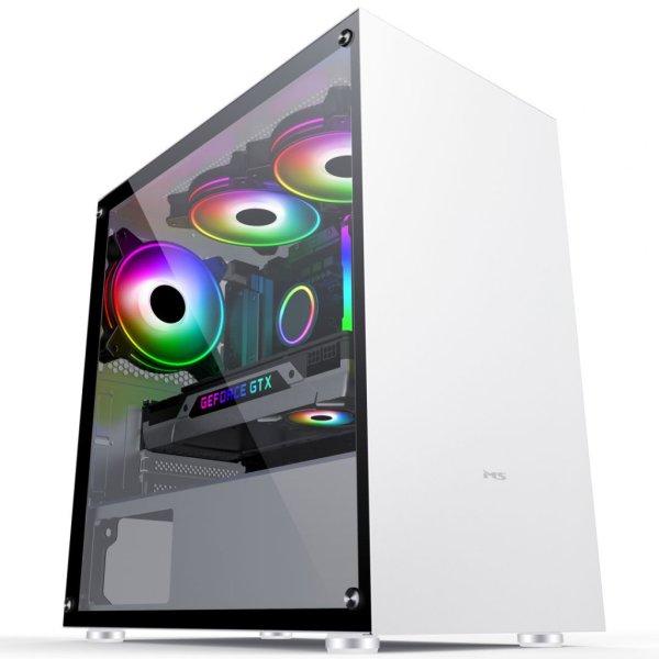 MS Fighter S301 Gaming Tempered Glass Window White