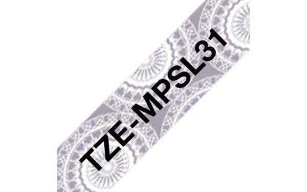 Brother TZe-MPSL31 laminált P-touch szalag (12mm) Black on Silver Lace Pattern
- 4m