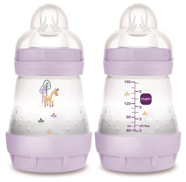 MAM Anti-Colic Matt cumisüveg 160ml 0hó+ Lila Zsiráf 