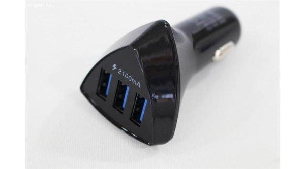 Tripla szivargyújtó-USB adapter, gyorstöltő (4,2A)