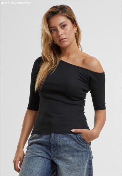 Urban Classics Ladies Organic Asymmetric Rib Tee black