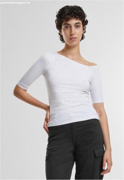 Urban Classics Ladies Organic Asymmetric Rib Tee white