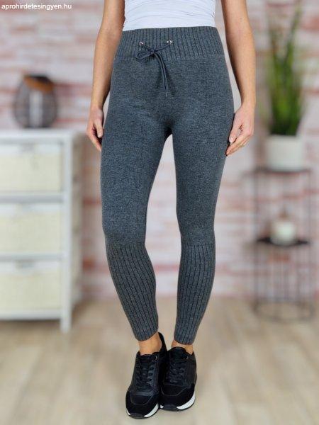 Bélelt, bordázott anyagú, szürke leggings S-M-L