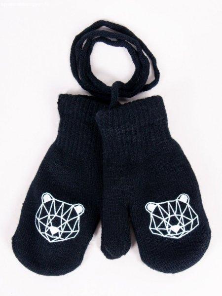 Yo!club téli kesztyű 12 cm - fekete/maci