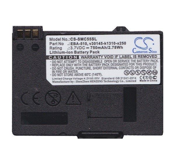 CAMERON SINO Li-Ion akku (3.7V/750mAh, Siemens EBA-510 kompatibilis) FEKETE
Siemens C55, Siemens S55, Siemens A55, Siemens M55, Siemens C60, Siemens MC60,
Siemens A60, Siemens A65, Siemens A62, Siemens A75, Siemens A70