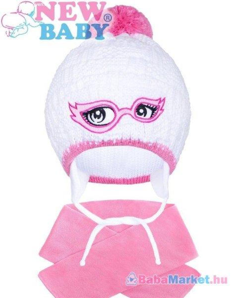 Téli gyerek kötött sapka sál szett gyerek - New Baby rózsaszín