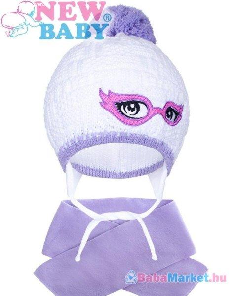 Téli gyerek kötött sapka és sál New Baby lila