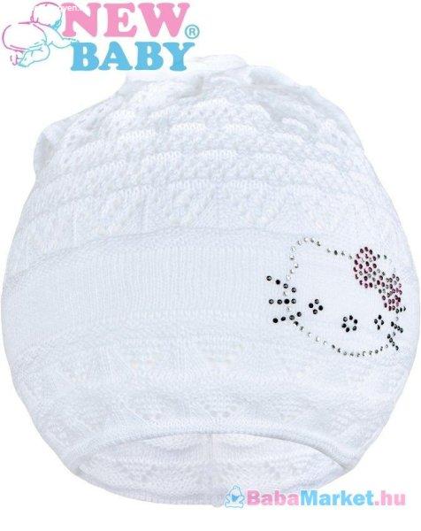 Kötött sapka gyerekeknek - New Baby cica fehér 104 (3-4 éves)