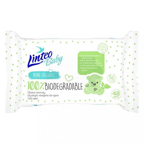 LINTEO nedves törlőkendő - Baby 100% biológiailag lebontható 48 db