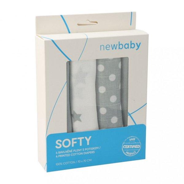 Pamut tetra pelenka New Baby Softy nyomtatott mintával 70 x 70 cm 4 db
fehér-szürke