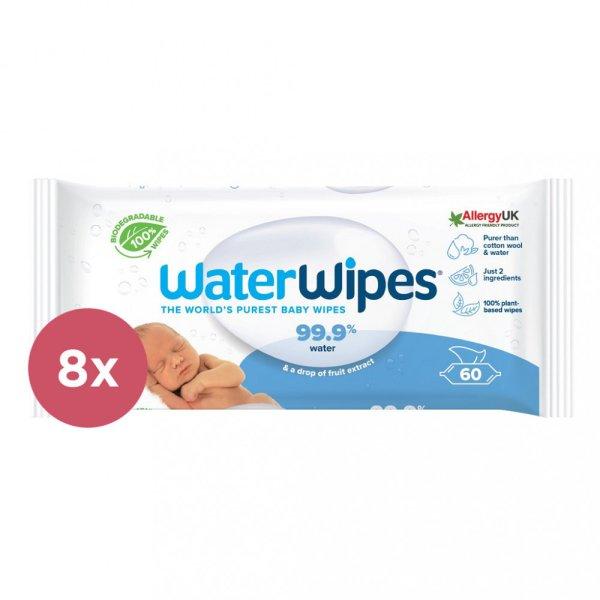 WATERWIPES Nedves törlőkendők, műanyagmentes 8x60 db (480 db)