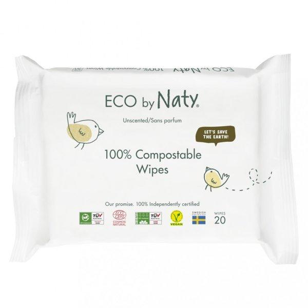 ECO BY NATY Sensitive Eco Nedves utázasi törlőkendő, illatmentes 20 db