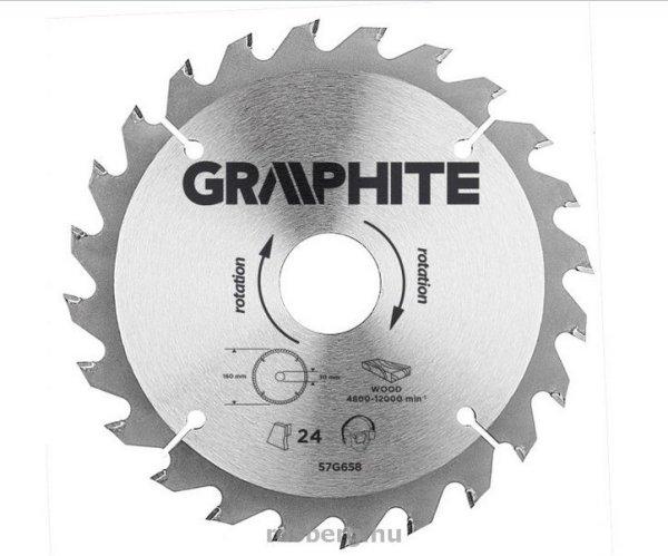 GRAPHITE körfűrészlap 160x30 x 2,8/2 Z24 57H658 (3 db szűkítőgyűrűvel
20, 25.4, 16-ra)