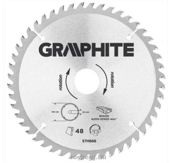 GRAPHITE körfűrészlap 185x30 x 3,2/2,2 Z48 57H666 (3 db szűkítőgyűrűvel
20, 25.4, 16-ra)