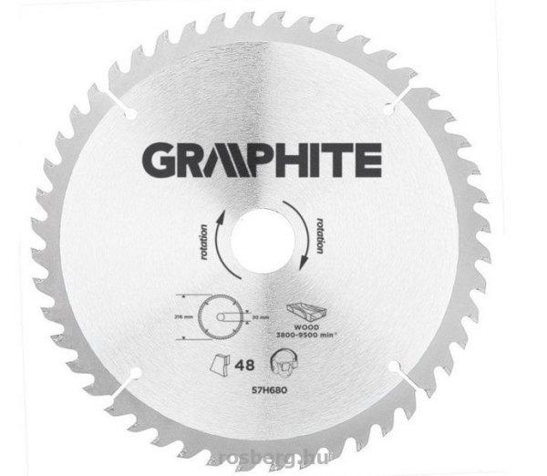 GRAPHITE körfűrészlap 216x30 x 3,2/2,2 Z48 57H680 (3 db szűkítőgyűrűvel
20, 25.4, 16-ra)