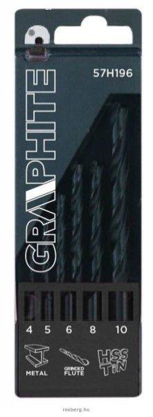 GRAPHITE csigafúró készlet 57h196 hss-tin 4.0 - 10 mm, 5db