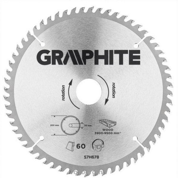 GRAPHITE körfűrészlap 200x30 x 3,2/2,2 Z60 57H678 (3 db szűkítőgyűrűvel
20, 25.4, 16-ra)