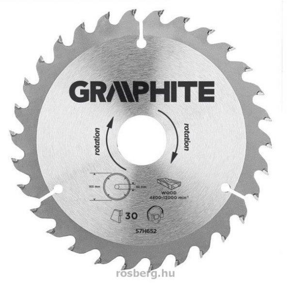 GRAPHITE körfűrészlap 165x30 x 2,8/2 Z30 57H652 (3 db szűkítőgyűrűvel
20, 25.4, 16-ra)