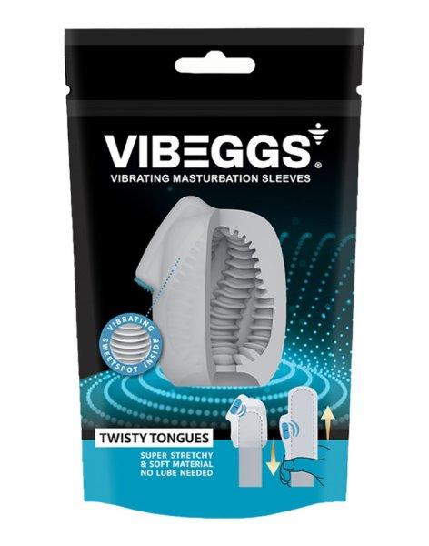  VIBEGGS - Twisty Tongues - Vibrating Masturbation Sleeve - White 