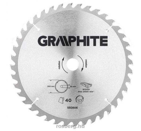 GRAPHITE körfűrészlap 300x30 2,8/2 Z40 55H606 (3 db szűkítőgyűrűvel 20,
25.4, 16-ra)