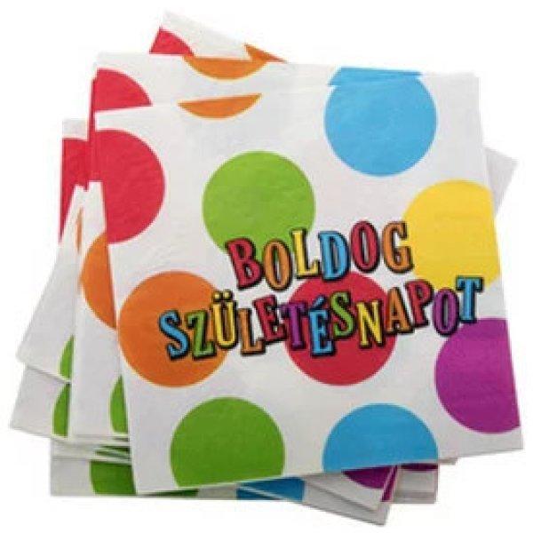 Boldog születésnapot szalvéta 16 darabos - 33 cm