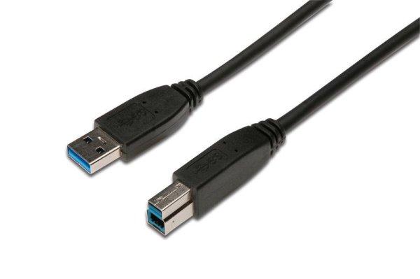 Assmann USB3.0 connection cable type A - B M/M 1,8m Black