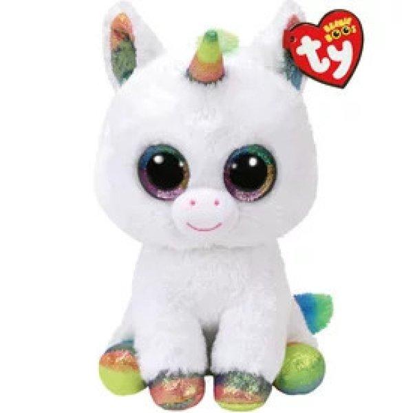 TY Beanie Boos - PIXY fehér unikornis plüss, 24 cm