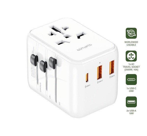 4smarts Nomad utazó Adapter, 20W, fehér