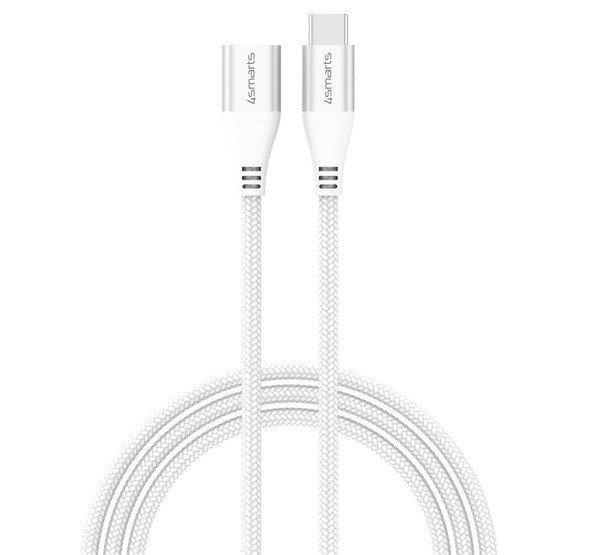 4smarts Extension USB / Type-C töltő- és adatkábel, 60W, 1.5m, fehér