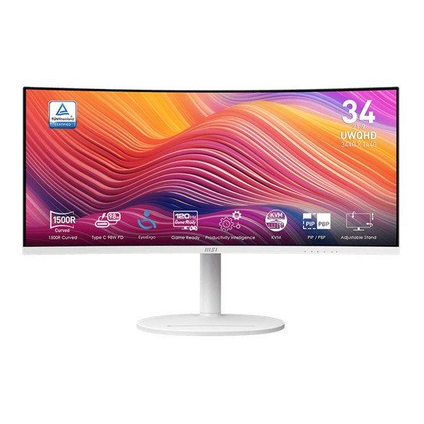 MSI Monitor Business Modern MD342CQPW Ívelt 34" QHD, 3440x1440, 100Hz VA
21:9, 3000:1 CR, 300cd/m2, 4ms, HDMI, DP, White