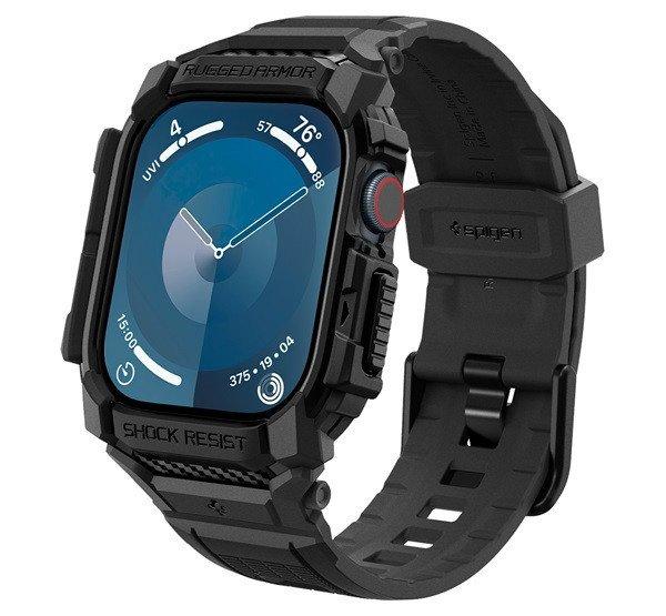 Spigen Rugged Armor Pro Apple Watch 10 (46mm) tok, Matte Black, fekete