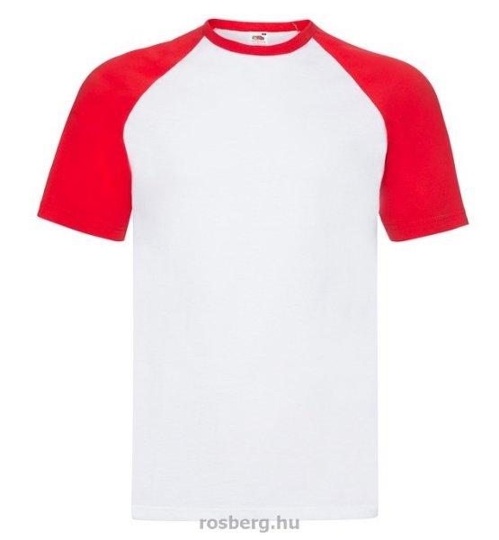 Fruit of the Loom 61026 SHORT SLEEVE BASEBALL póló T S-XXL fehér/piros