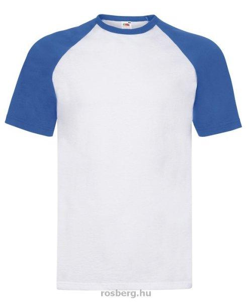 Fruit of the Loom 61026 SHORT SLEEVE BASEBALL póló T S-XXL fehér/royal kék