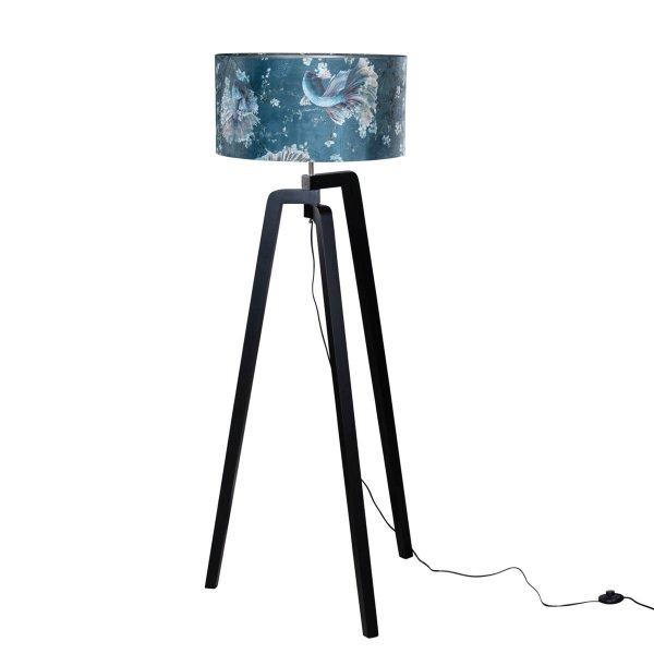 Vloerlamp zwart met velours kap vis dessin 50cm - Puros